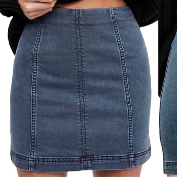 Free People Jean Mini Skirt Sz 4 - Picture 1 of 17